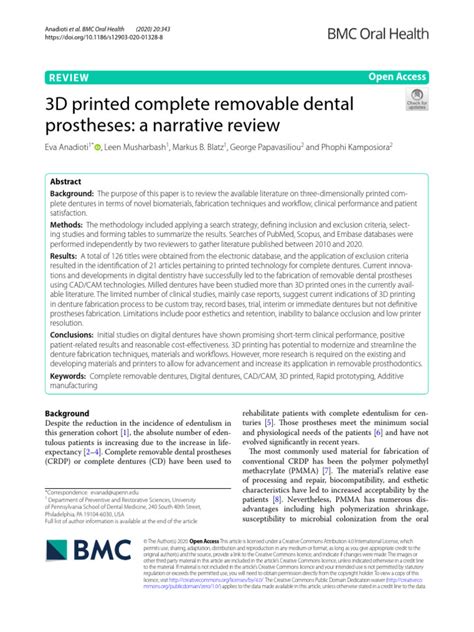 3D printed complete removable dental prostheses: a .